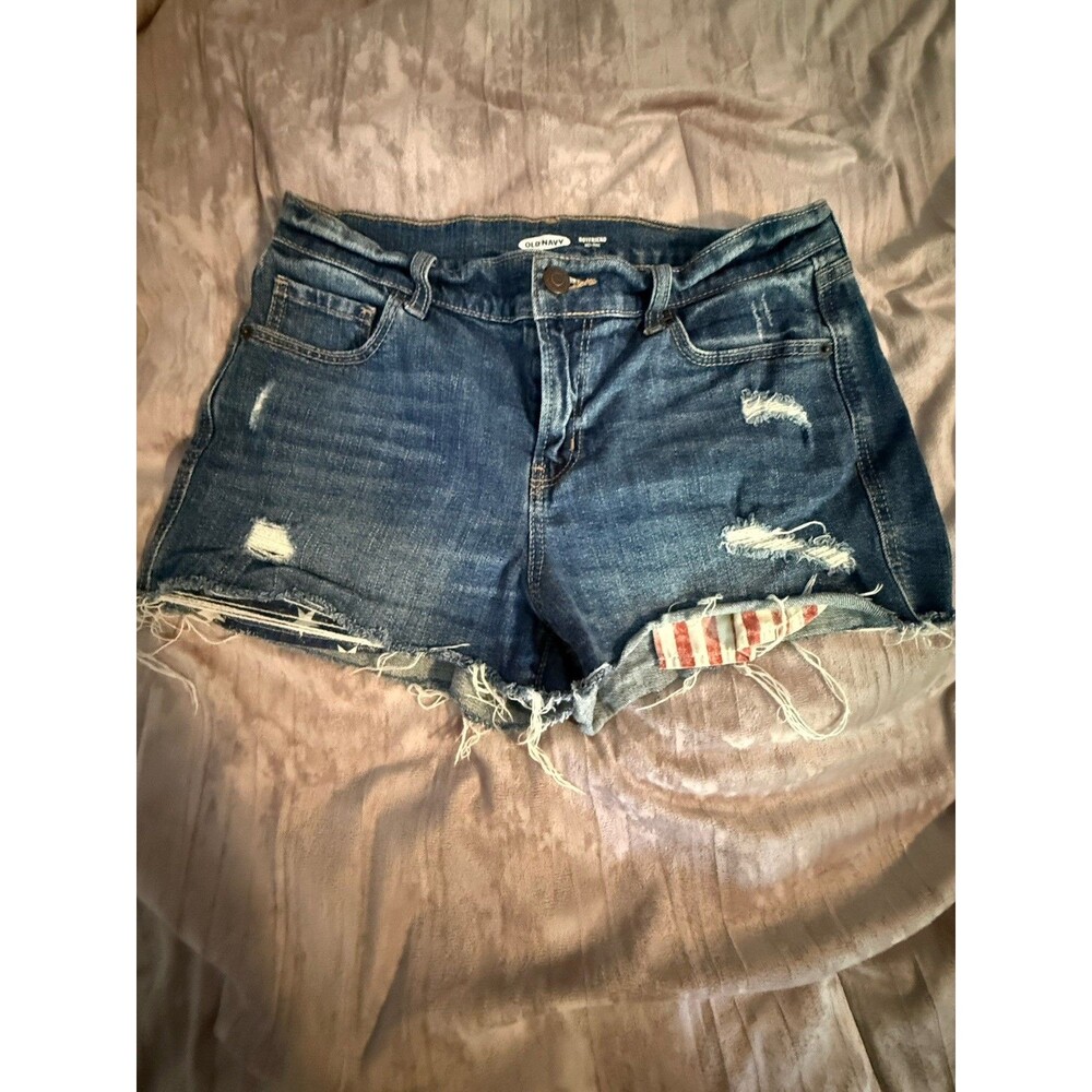 Old Navy Denim Shorts With American Flag Pockets Size 2